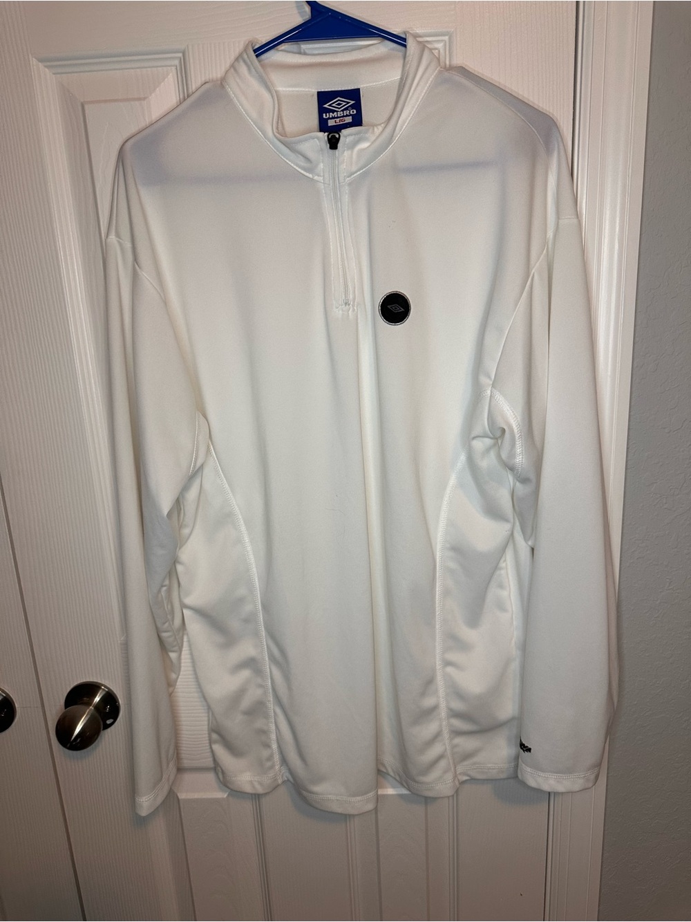 Umbro White Long Sleeve Quarter-Zip Pullover